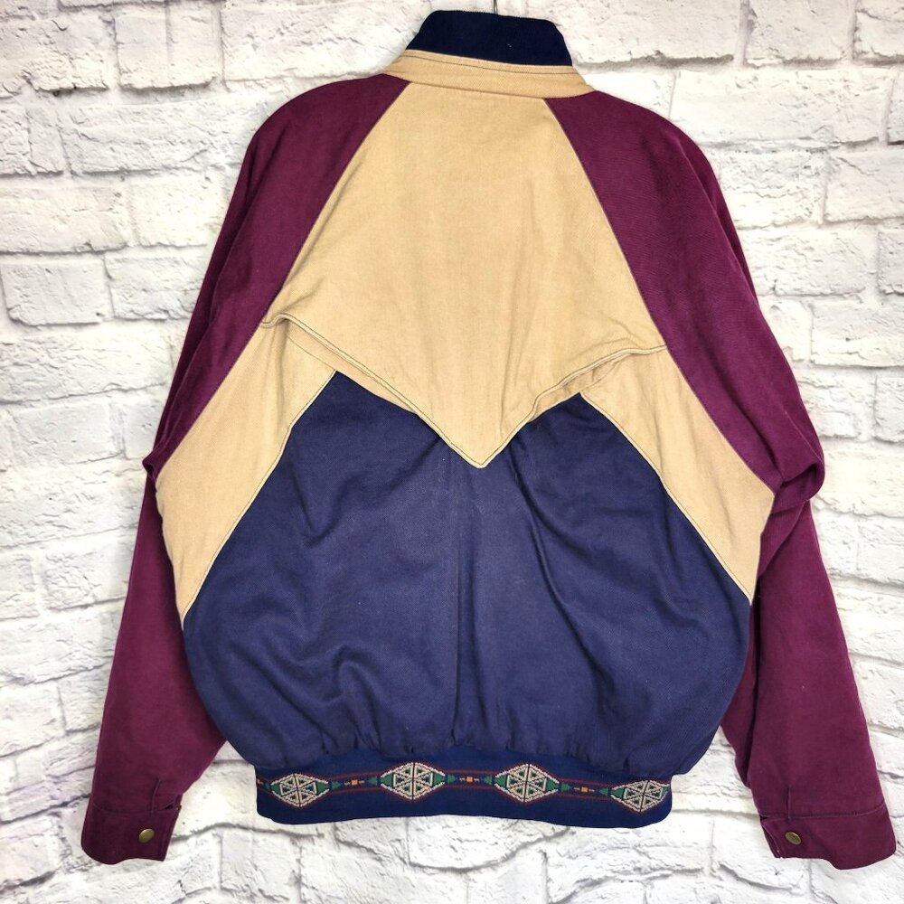 Vintage Cripple Creek Men Jacket Sz XL Colorblock Cotton & Nylon Zip Pockets - Picture 3 of 11